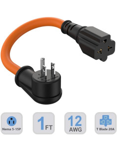 Adaptador de Enchufe 15A a 20A 0.3m 2Pack Nema 5-15P 2