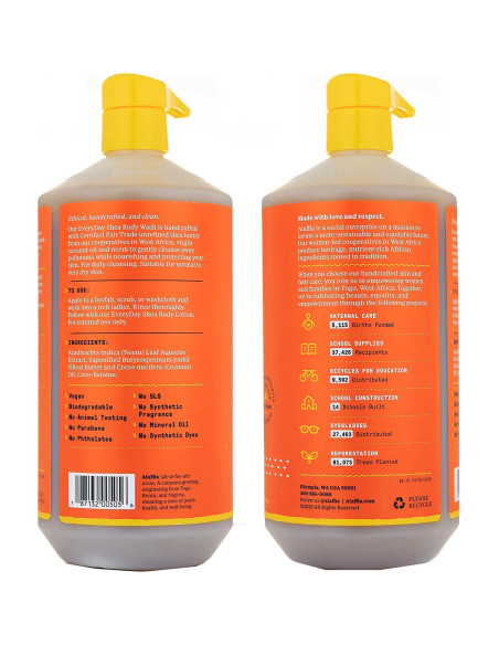 Gel de Ducha Alaffia Manteca de Karité 946 ml Sin Fragancia - 2 Unidades