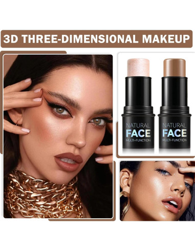 Kit de Contorno en Crema QIUFSSE 2PCS con Brocha - Medio