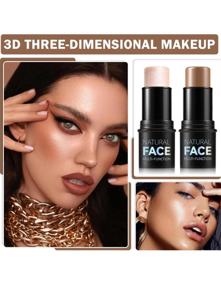 Kit de Contorno en Crema QIUFSSE 2PCS con Brocha - Medio