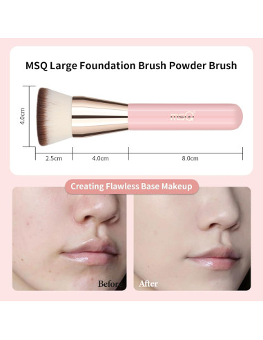 Brocha de Fundación MSQ Kabuki Punta Plana Rosa 15.6cm