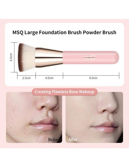 Brocha de Fundación MSQ Kabuki Punta Plana Rosa 15.6cm