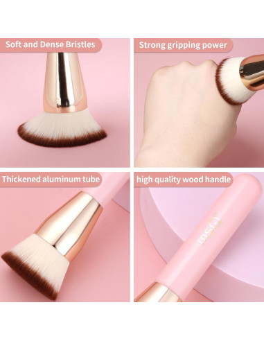 Brocha de Fundación MSQ Kabuki Punta Plana Rosa 15.6cm