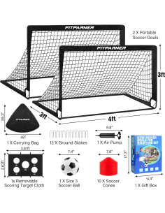 Portería de Fútbol Infantil FITPARNER 4x3FT Portátil con Balón 2