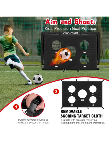 Portería de Fútbol Infantil FITPARNER 4x3FT Portátil con Balón