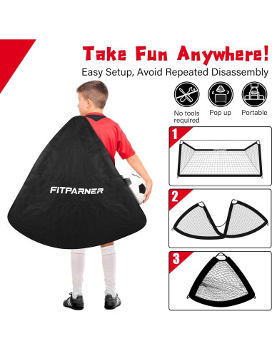 Portería de Fútbol Infantil FITPARNER 4x3FT Portátil con Balón