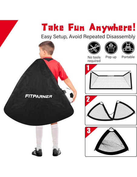 Portería de Fútbol Infantil FITPARNER 4x3FT Portátil con Balón