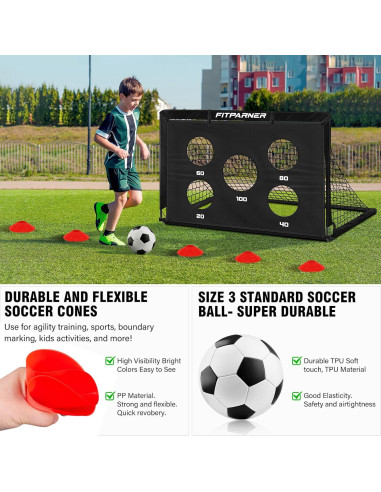 Portería de Fútbol Infantil FITPARNER 4x3FT Portátil con Balón
