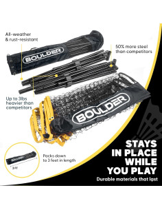 Red de bádminton y pickleball portátil Boulder 3.05m ajustable 2