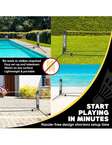 Red de bádminton y pickleball portátil Boulder 3.05m ajustable