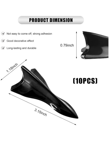 10 PCS Difusores de Aleta de Tiburón YTFRL para Auto Negro