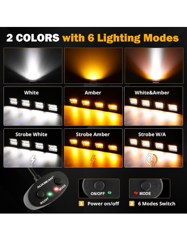 Luz LED Auxbeam 4" 240W con 6 Modos Ámbar y Blanca