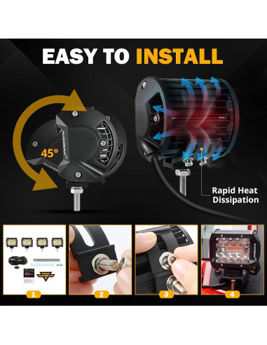 Luz LED Auxbeam 4" 240W con 6 Modos Ámbar y Blanca