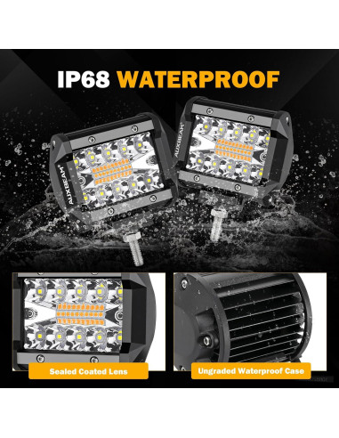 Luz LED Auxbeam 4" 240W con 6 Modos Ámbar y Blanca