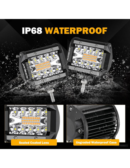 Luz LED Auxbeam 4" 240W con 6 Modos Ámbar y Blanca