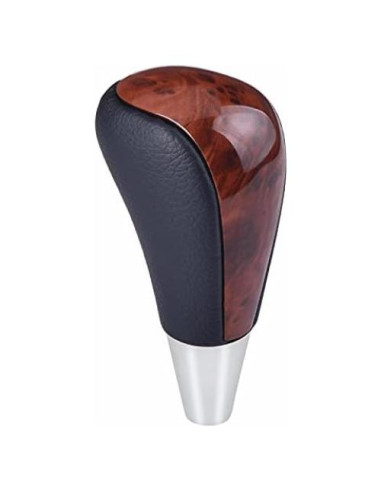 Perilla de Cambio Automática XUKEY Cuero Negro/Burl Wood
