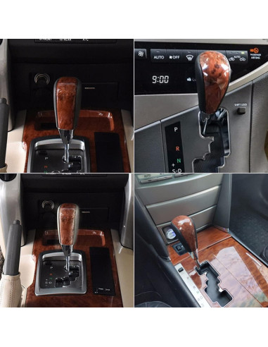Perilla de Cambio Automática XUKEY Cuero Negro/Burl Wood
