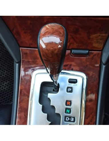 Perilla de Cambio Automática XUKEY Cuero Negro/Burl Wood