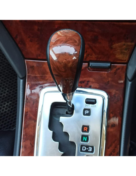 Perilla de Cambio Automática XUKEY Cuero Negro/Burl Wood