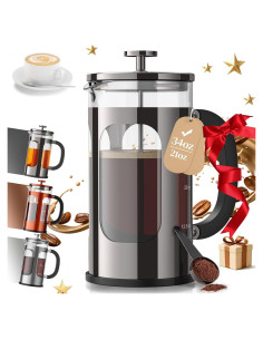 Cafetera Prensa Francesa Veken 1008ml Vidrio Borosilicato