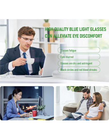 Gafas bloqueadoras de luz azul Anourney Metal 2 PCs UV400