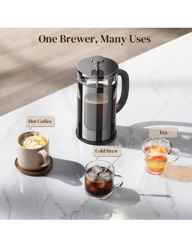 Cafetera Prensa Francesa Veken 1008ml Vidrio Borosilicato