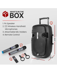 Altavoz PA Bluetooth Pyle PPHP1299WU.5 - 1000W, 12" Subwoofer 2