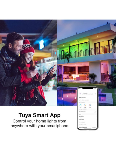 Bombillas Inteligentes DAYBETTER RGBCW Wi-Fi E26 9W 800LM Paquete de 4