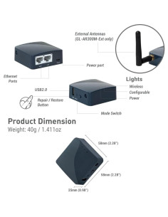 Enrutador Inalámbrico Portátil GL.iNet GL-AR300M16-Ext Mini 2