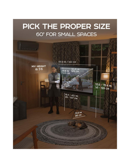 Pantalla de proyector 60" PropVue HD 16:9 con soporte trípode