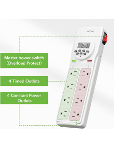 Regleta de Sobretensión BN-LINK 8 Salidas con Temporizador Digital 2