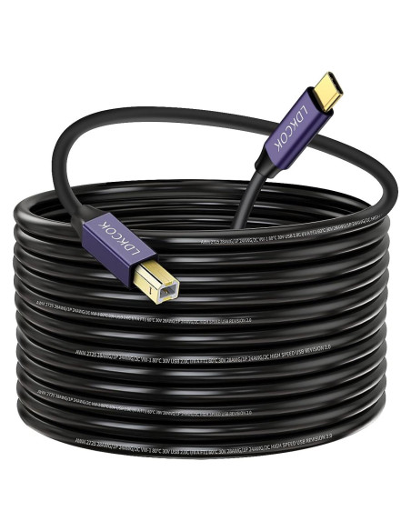 Cable de impresora USB B a USB C LDKCOK 9.14m Negro