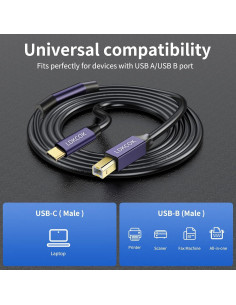 Cable de impresora USB B a USB C LDKCOK 9.14m Negro 2