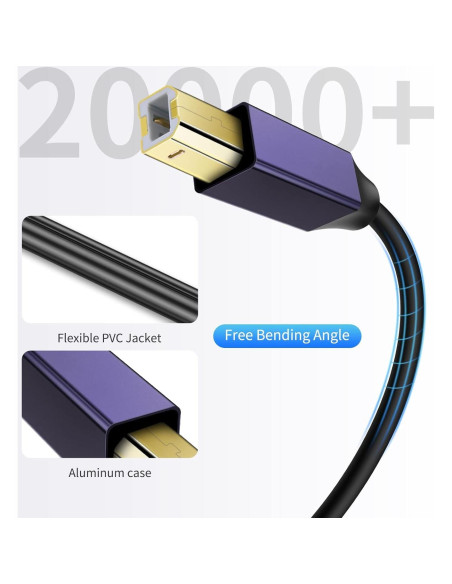 Cable de impresora USB B a USB C LDKCOK 9.14m Negro