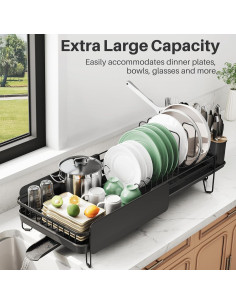 Estante de Secado de Platos SNTD Grande Expandible Negro 2