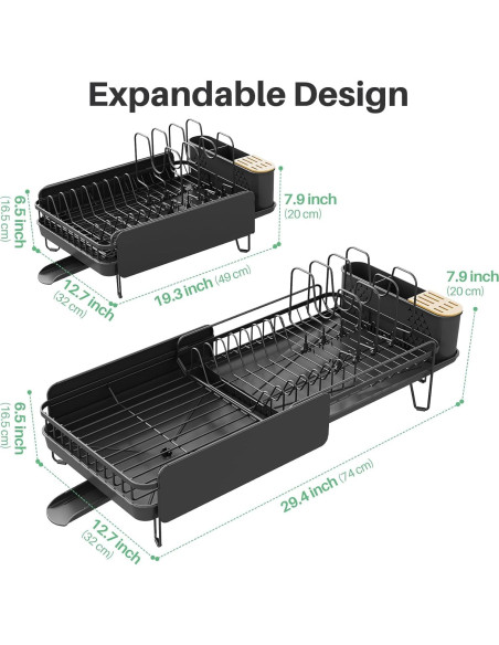 Estante de Secado de Platos SNTD Grande Expandible Negro