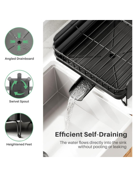 Estante de Secado de Platos SNTD Grande Expandible Negro