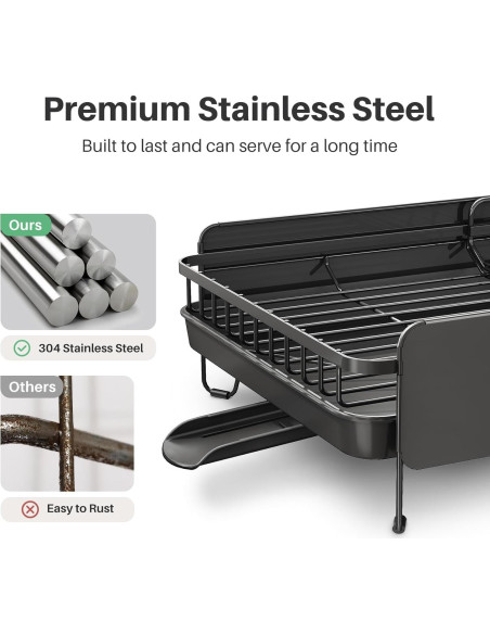 Estante de Secado de Platos SNTD Grande Expandible Negro