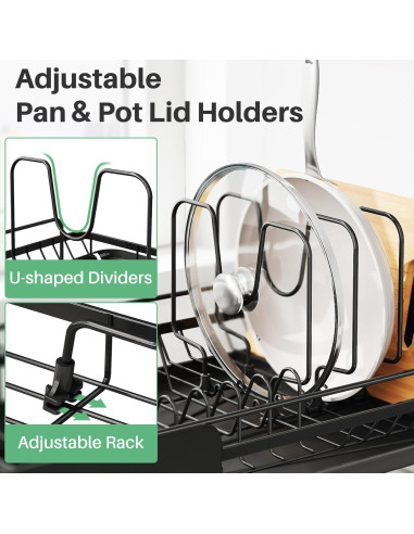 Estante de Secado de Platos SNTD Grande Expandible Negro