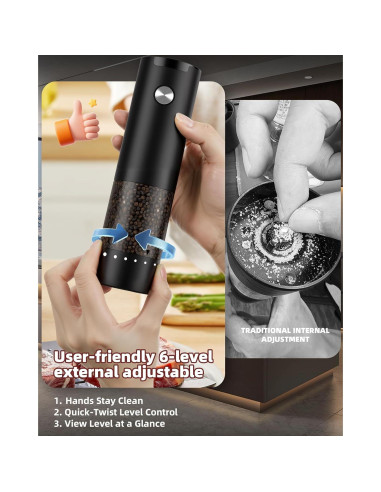 Juego de Molinillos Eléctricos de Sal y Pimienta Gofuch 100ml