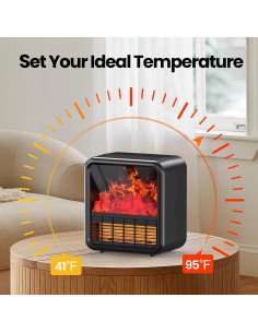 Calentador de chimenea eléctrico Riseon TFP-15A 1500W negro 2