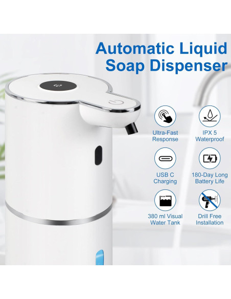 Dispensador Automático de Jabón Rudnia 380ml Sin Contacto