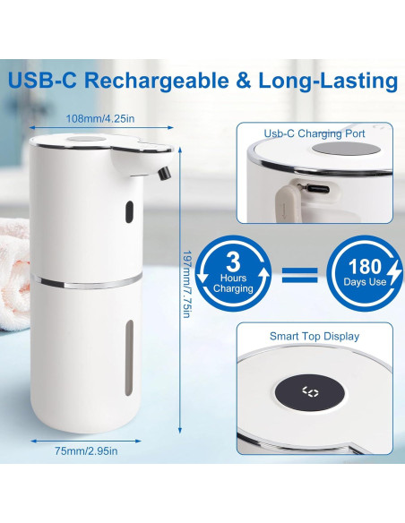 Dispensador Automático de Jabón Rudnia 380ml Sin Contacto