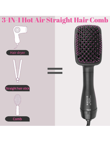 Plancha de Cabello Iónica DHASUWT XR1 - Cepillo Secador 0.49kg