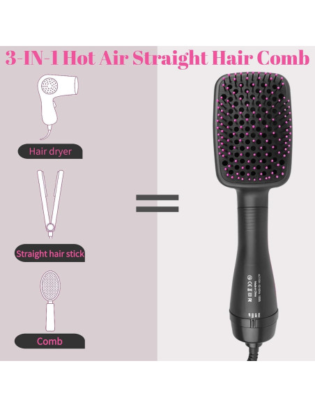 Plancha de Cabello Iónica DHASUWT XR1 - Cepillo Secador 0.49kg