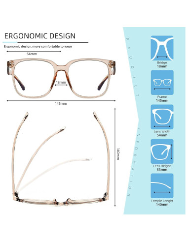 Gafas bloqueadoras de luz azul 80s grandes unisex naranja