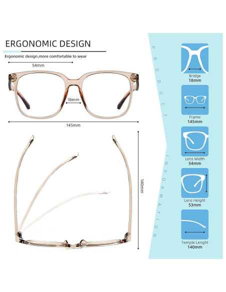 Gafas bloqueadoras de luz azul 80s grandes unisex naranja