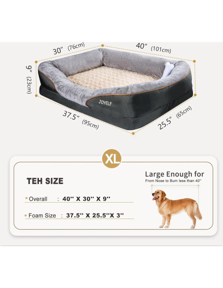 Cama Ortopédica para Perros JOYELF XL de Espuma Viscoelástica