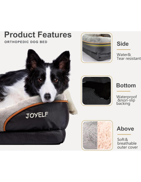 Cama Ortopédica para Perros JOYELF XL de Espuma Viscoelástica