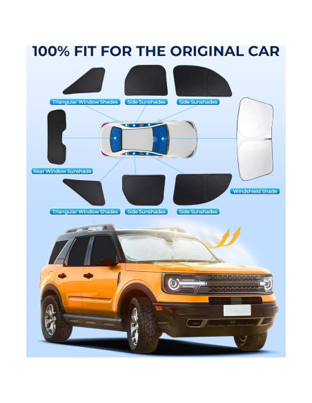 Sombrillas de Ventana JASVIC para Ford Bronco Sport 2021-2025, 8 Piezas